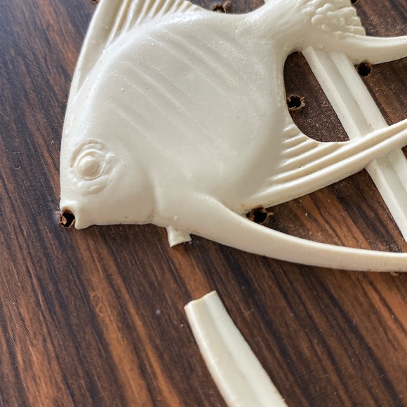 Vintage Carved Bakelite Flamingo - Fish Wood Wall Plaques. Made in West Germany. - Picture 7 of 7